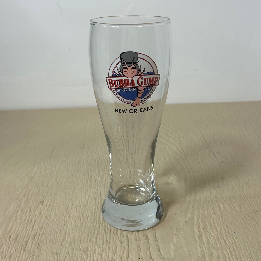 Bubba Gump Shrimp Co Pilsner Glass New Orleans Restaurant‎ Clear Logo Souvenir